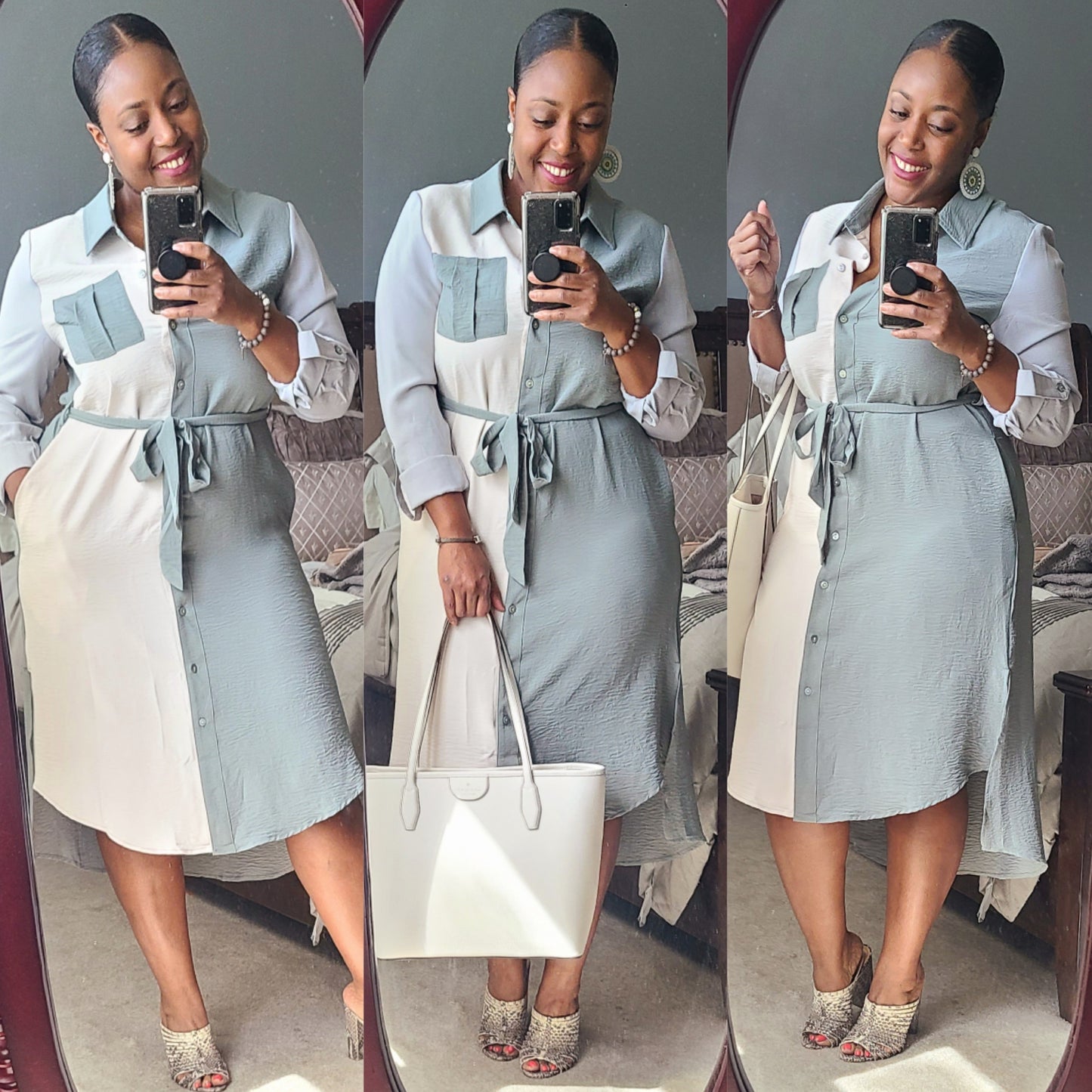 Kelley Color Block Shirt Dress