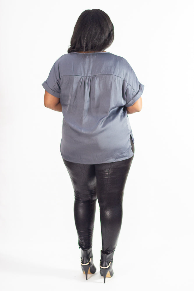 Slate Grey Satin Top