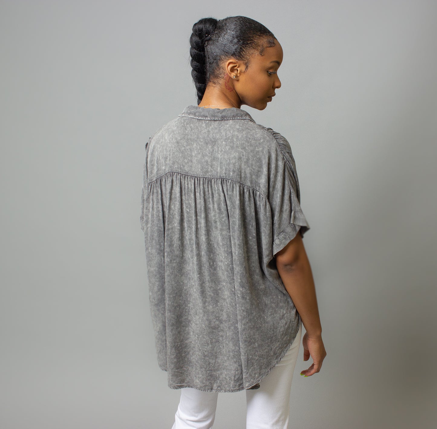 Charcoal Sheared Shoulder Top