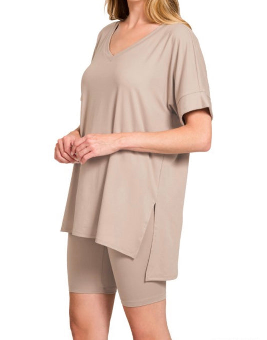 The Chic Lounge Short Set-Mocha