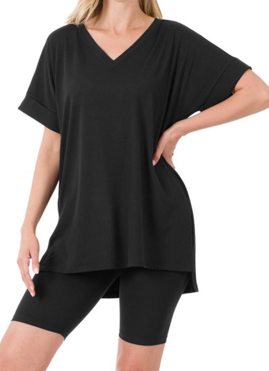 The Chic Lounge Short Set-Black
