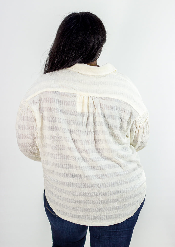 Ivory Knit Button Down Top